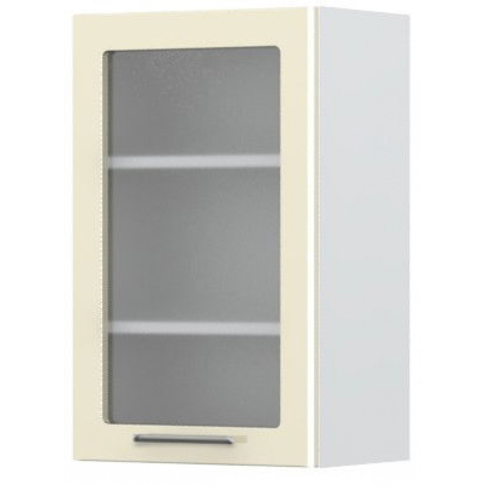 Ντουλάπι κρεμαστό Modena V7-45-1KS με βιτρίνα-Λευκό - Μπεζ