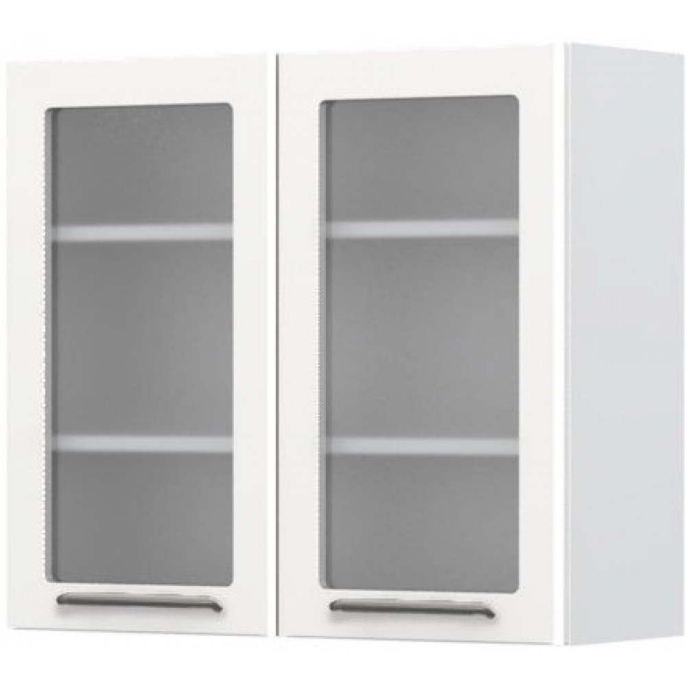 Ντουλάπι κρεμαστό Modena V7-80-2KS με βιτρίνα-Λευκό - Λευκό γυαλιστερό