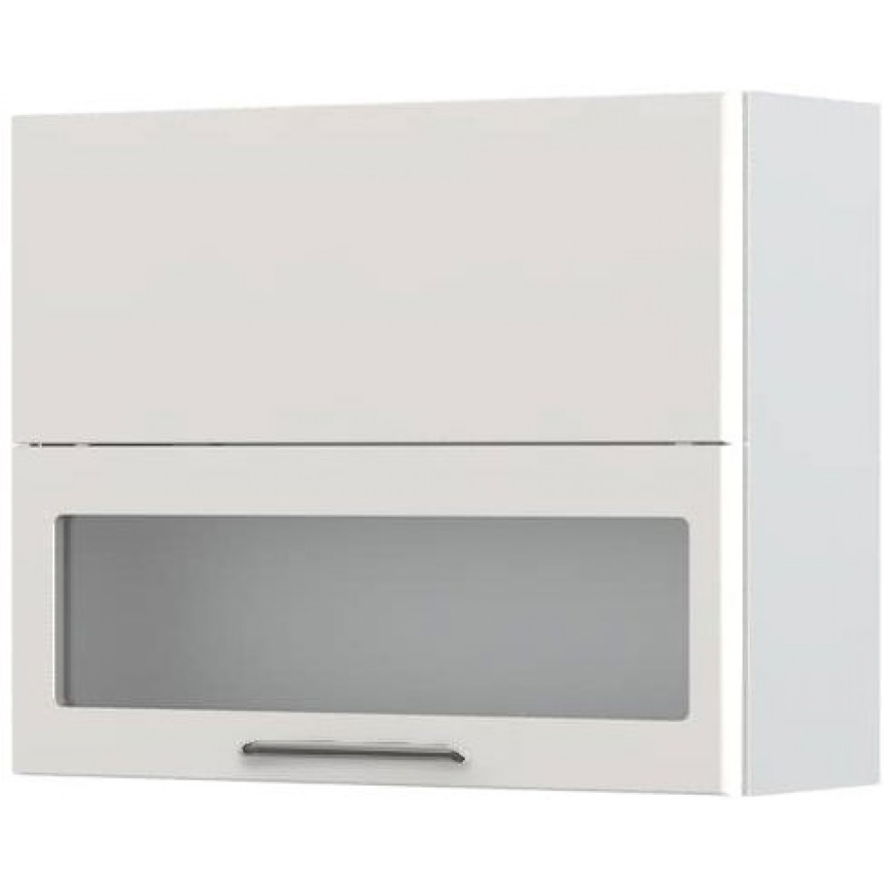 Ντουλάπι κρεμαστό Modena V7-90-1K1SP με βιτρίνα-Λευκό - Γκρι ανοιχτό