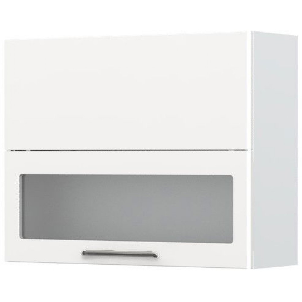 Ντουλάπι κρεμαστό Modena V7-90-1K1SP με βιτρίνα-Λευκό - Λευκό γυαλιστερό