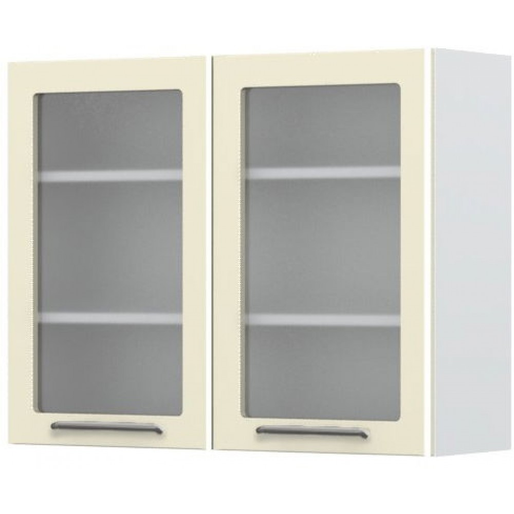 Ντουλάπι κρεμαστό Modena V7-90-2KS με βιτρίνα-Λευκό - Μπεζ