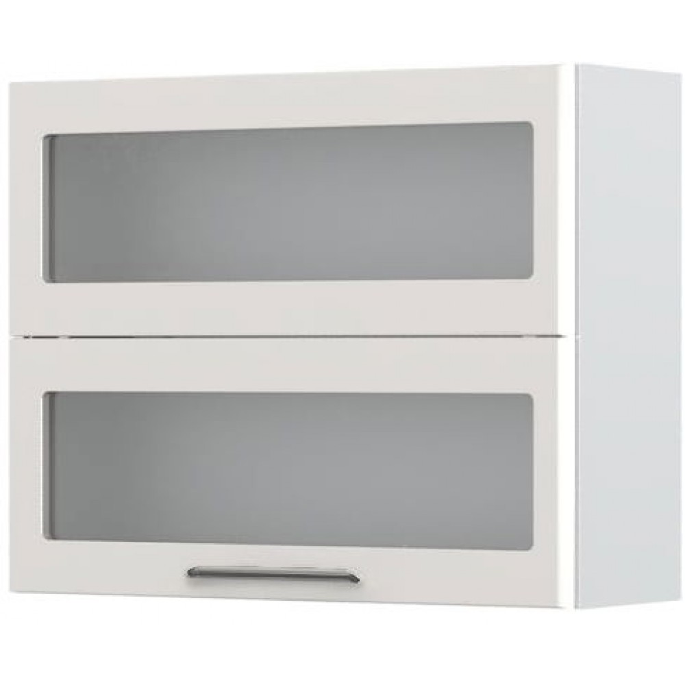 Ντουλάπι κρεμαστό Modena V7-90-2KSP με βιτρίνα-Λευκό - Γκρι ανοιχτό