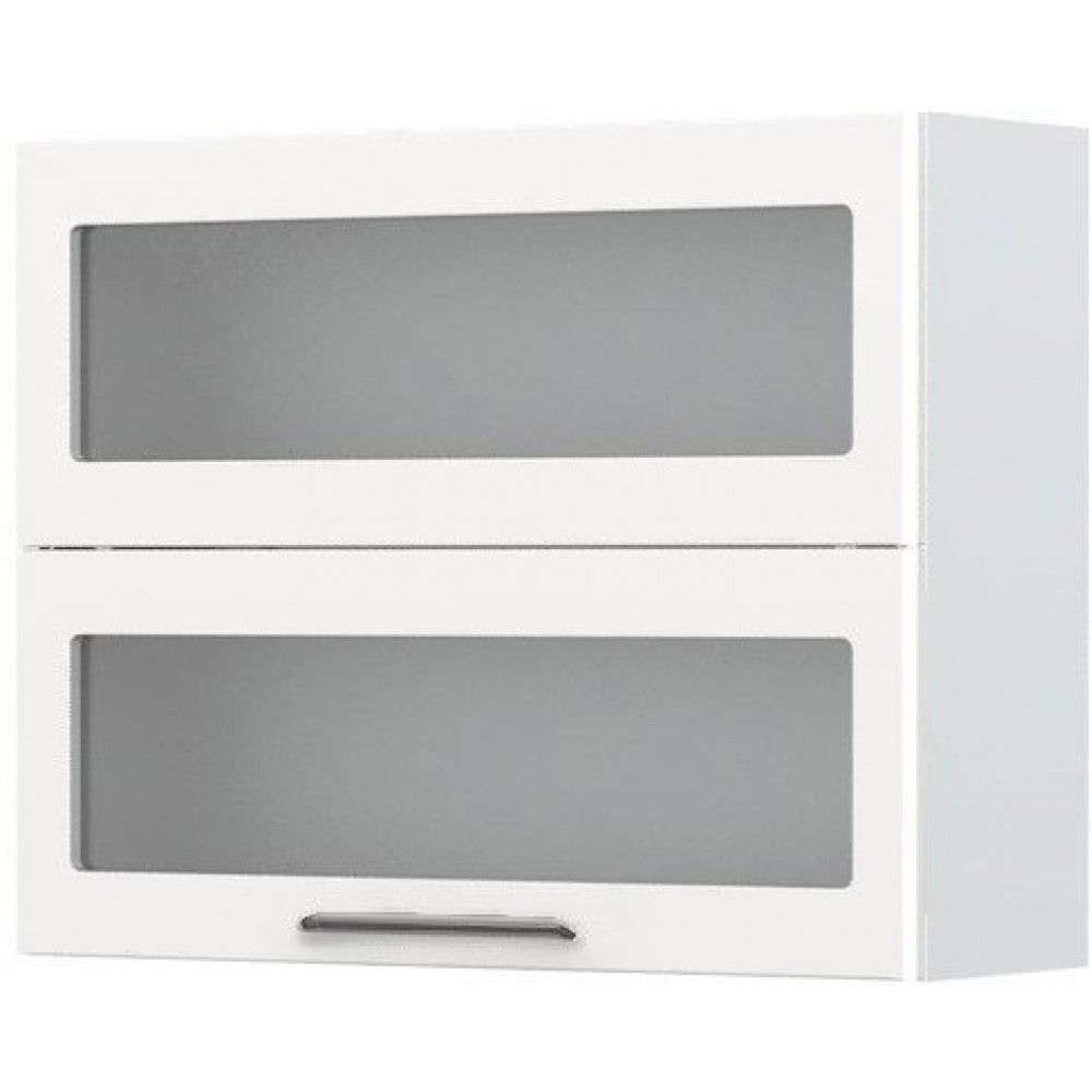 Ντουλάπι κρεμαστό Modena V7-90-2KSP με βιτρίνα-Λευκό - Λευκό γυαλιστερό