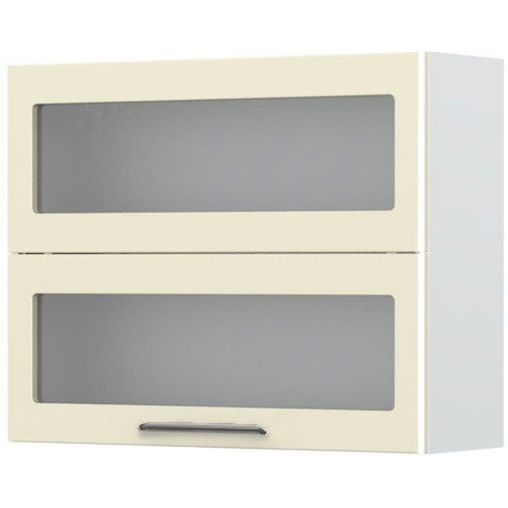 Ντουλάπι κρεμαστό Modena V7-90-2KSP με βιτρίνα-Λευκό - Μπεζ