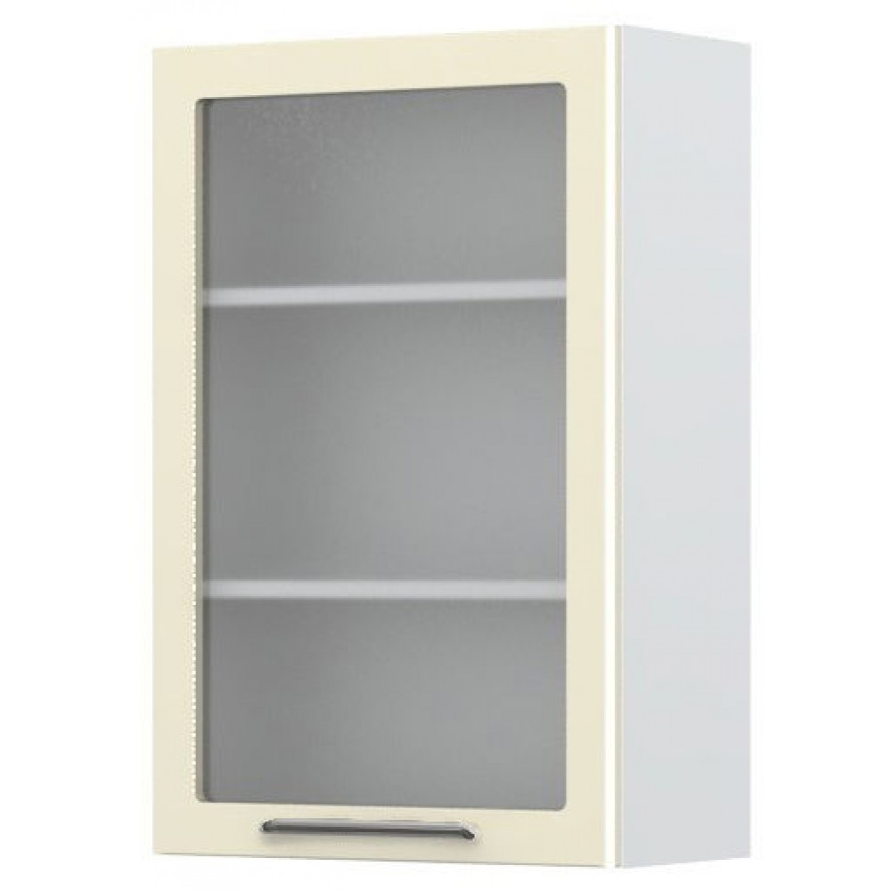 Ντουλάπι κρεμαστό Modena V9-60-1KS με βιτρίνα-Λευκό - Μπεζ