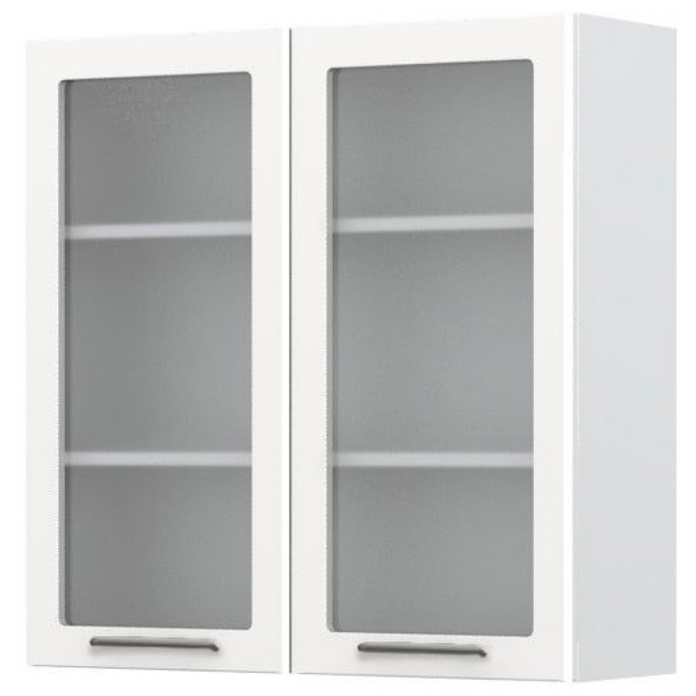 Ντουλάπι κρεμαστό Modena V9-90-2KS με βιτρίνα-Λευκό - Λευκό γυαλιστερό