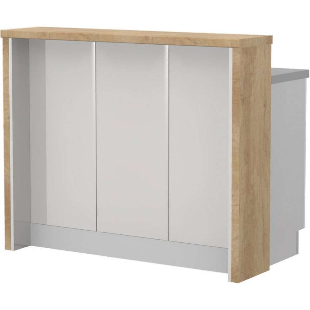 Πάγκος νησίδας Modena-Μήκος: 120 εκ.-Λευκό γυαλιστερό-Nebraska Oak