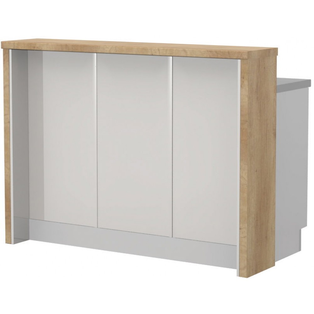 Πάγκος νησίδας Modena-Μήκος: 150 εκ.-Λευκό γυαλιστερό-Nebraska Oak