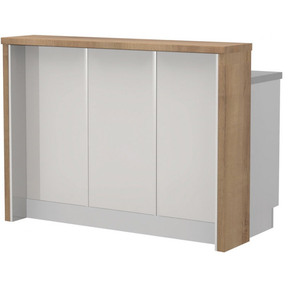 Πάγκος νησίδας Modena-Μήκος: 150 εκ.-Λευκό γυαλιστερό-Pacific Wallnut