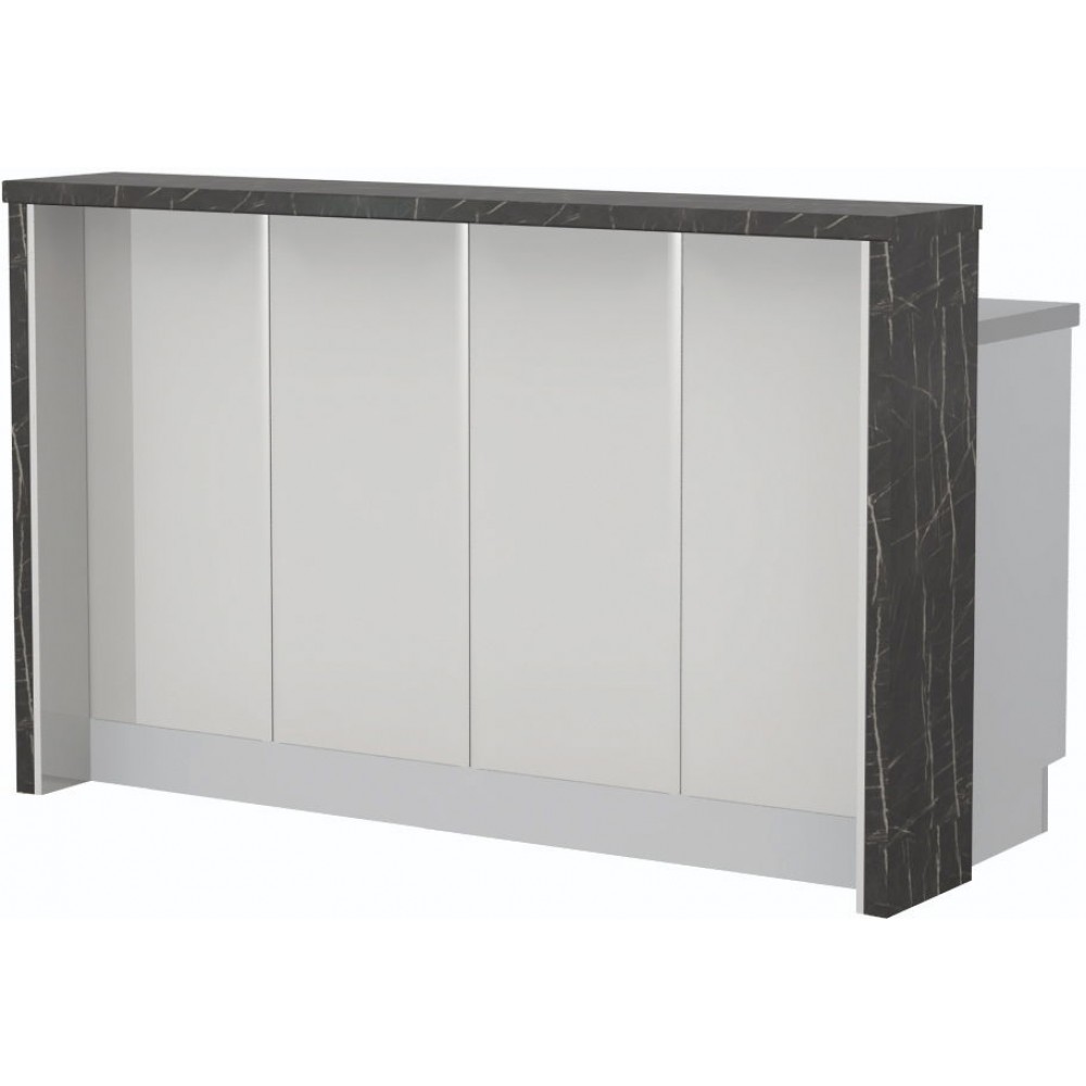 Πάγκος νησίδας Modena-Μήκος: 160 εκ.-Λευκό γυαλιστερό-Black Stone