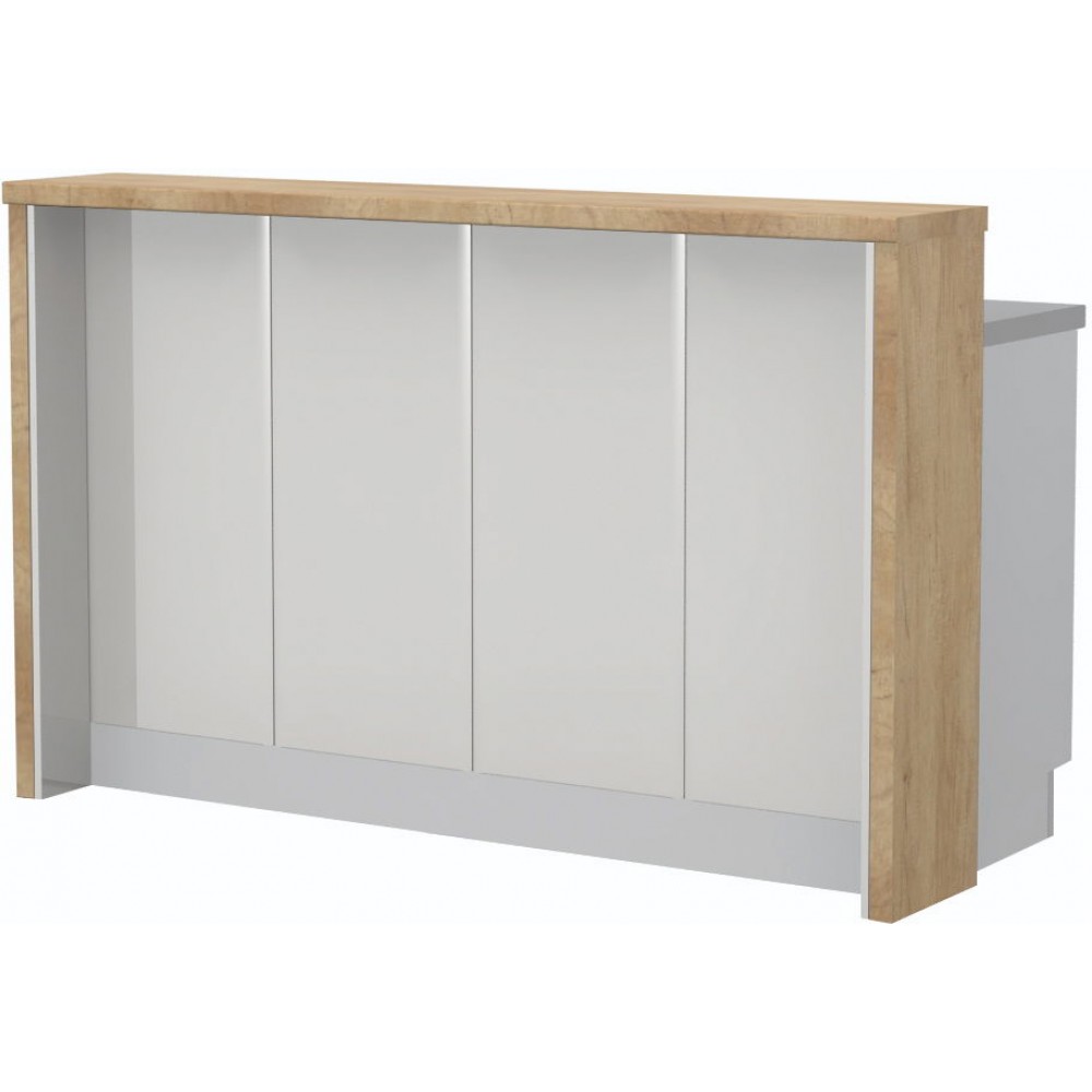 Πάγκος νησίδας Modena-Μήκος: 160 εκ.-Λευκό γυαλιστερό-Nebraska Oak