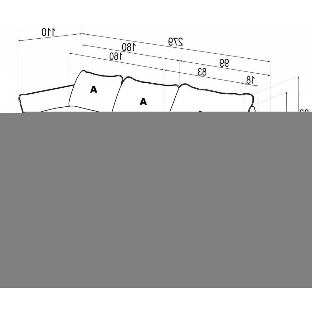 Γωνιακός καναπές Optima-Gkri-Αριστερή 279x194x83