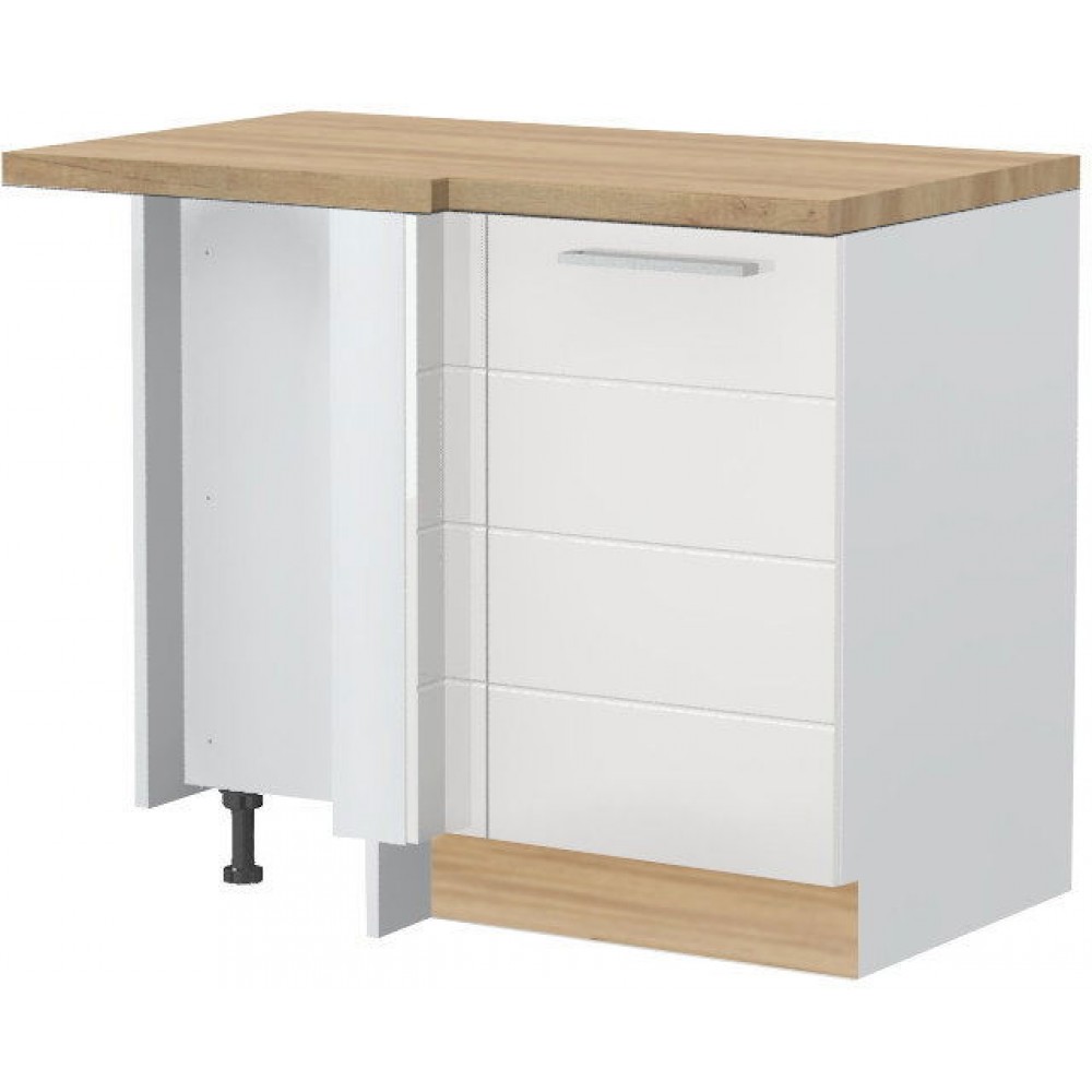 Επιδαπέδιο γωνιακό ντουλάπι Hudson R-UG-1K-Λευκό - Λευκό γυαλιστερό