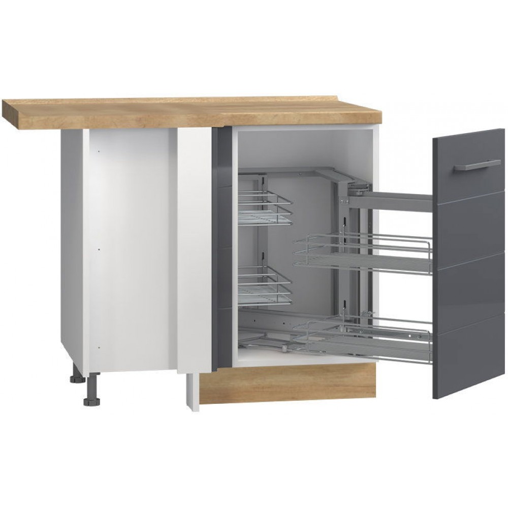 Επιδαπέδιο γωνιακό ντουλάπι Hudson R-UG-1KMC-Λευκό - Γκρι-Δεξιά