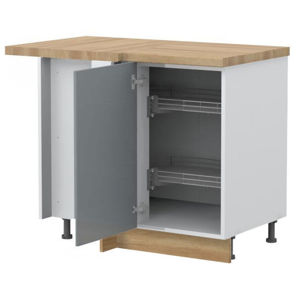 Επιδαπέδιο γωνιακό ντουλάπι Hudson R-UG-1KZA-Λευκό - Γκρι