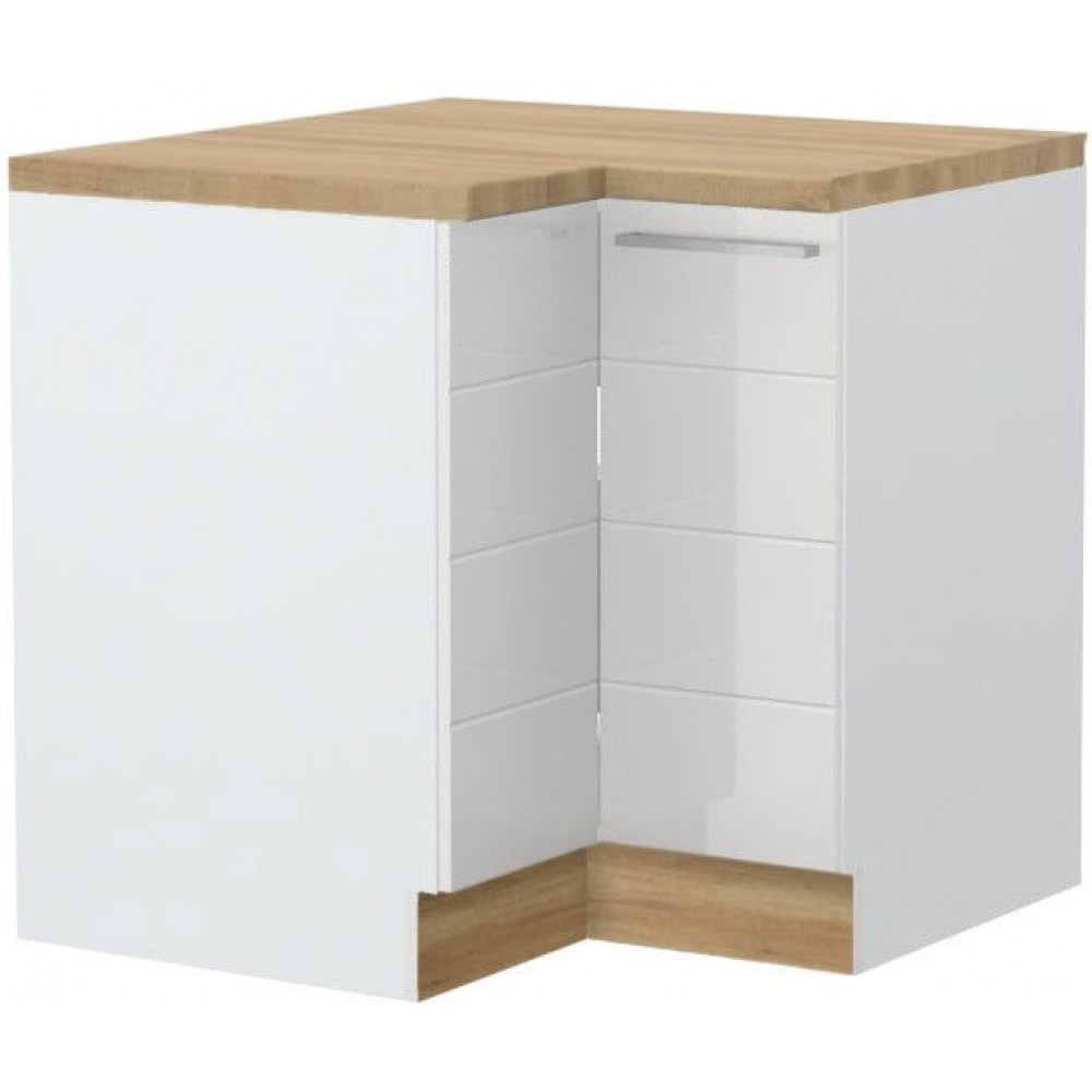 Επιδαπέδιο γωνιακό ντουλάπι Hudson R-UG-2K-Λευκό - Λευκό γυαλιστερό