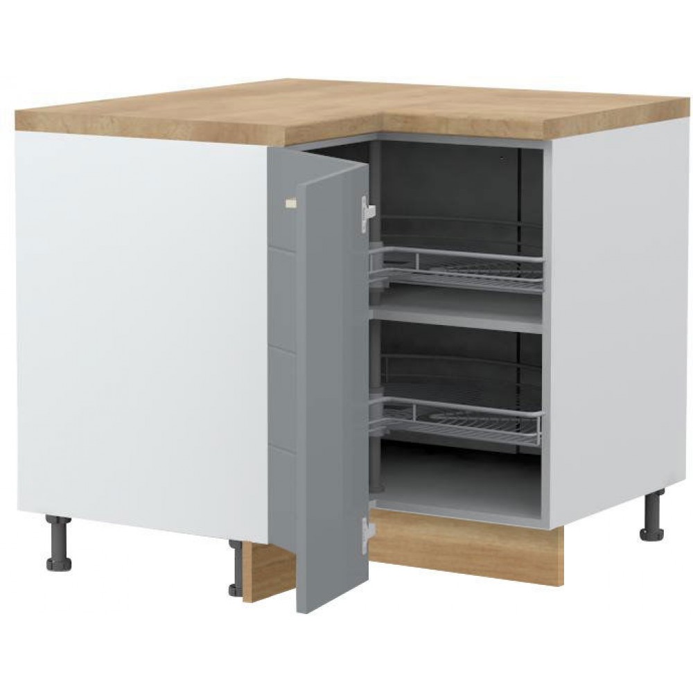 Επιδαπέδιο γωνιακό ντουλάπι Hudson R-UG-2KZA-Λευκό - Γκρι