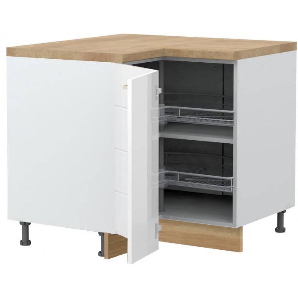 Επιδαπέδιο γωνιακό ντουλάπι Hudson R-UG-2KZA-Λευκό - Λευκό γυαλιστερό