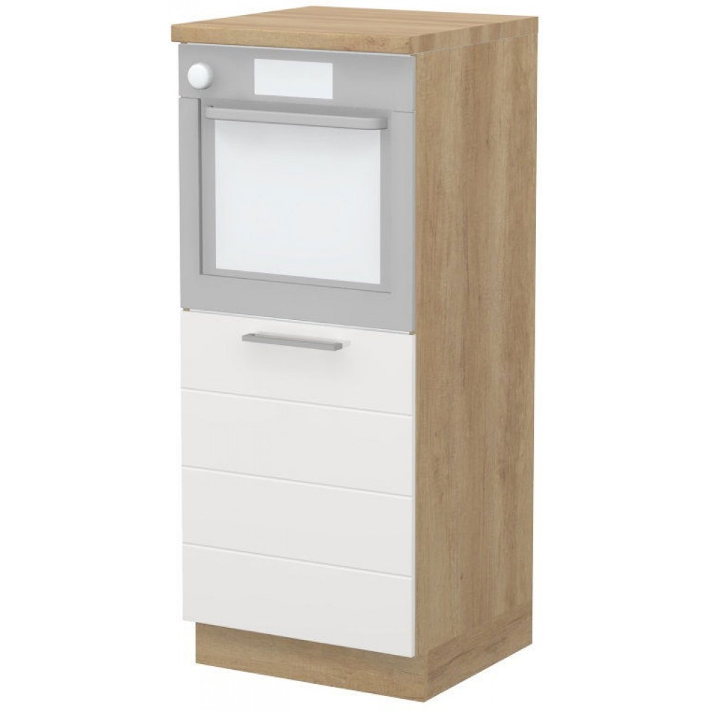 Επιδαπέδιο ντουλάπι φούρνου ψηλό Hudson K14-60-1KR-Δρυς - Λευκό