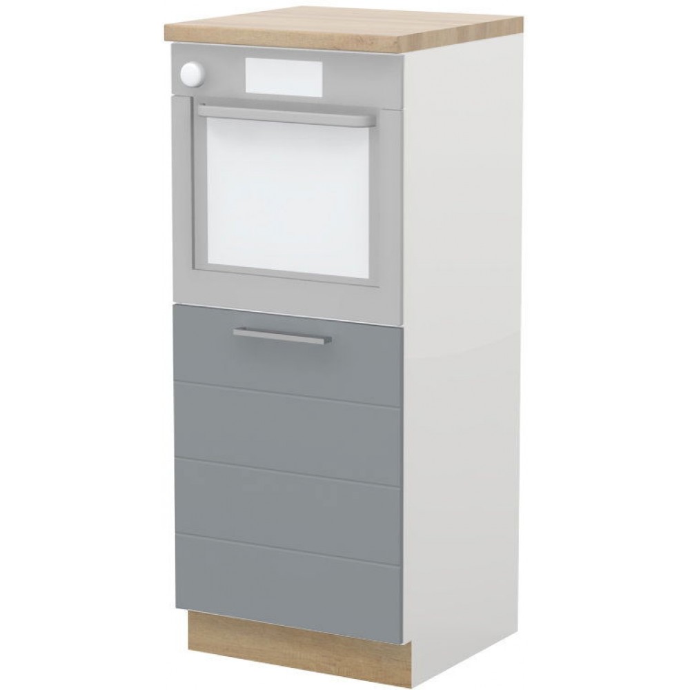 Επιδαπέδιο ντουλάπι φούρνου ψηλό Hudson K14-60-1KR-Λευκό γυαλιστερό - Γκρι