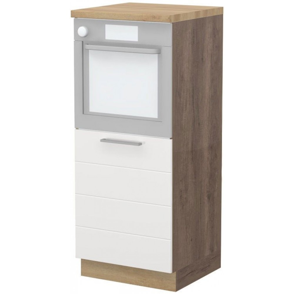 Επιδαπέδιο ντουλάπι φούρνου ψηλό Hudson K14-60-1KR-Φυσικό σκούρο - Λευκό