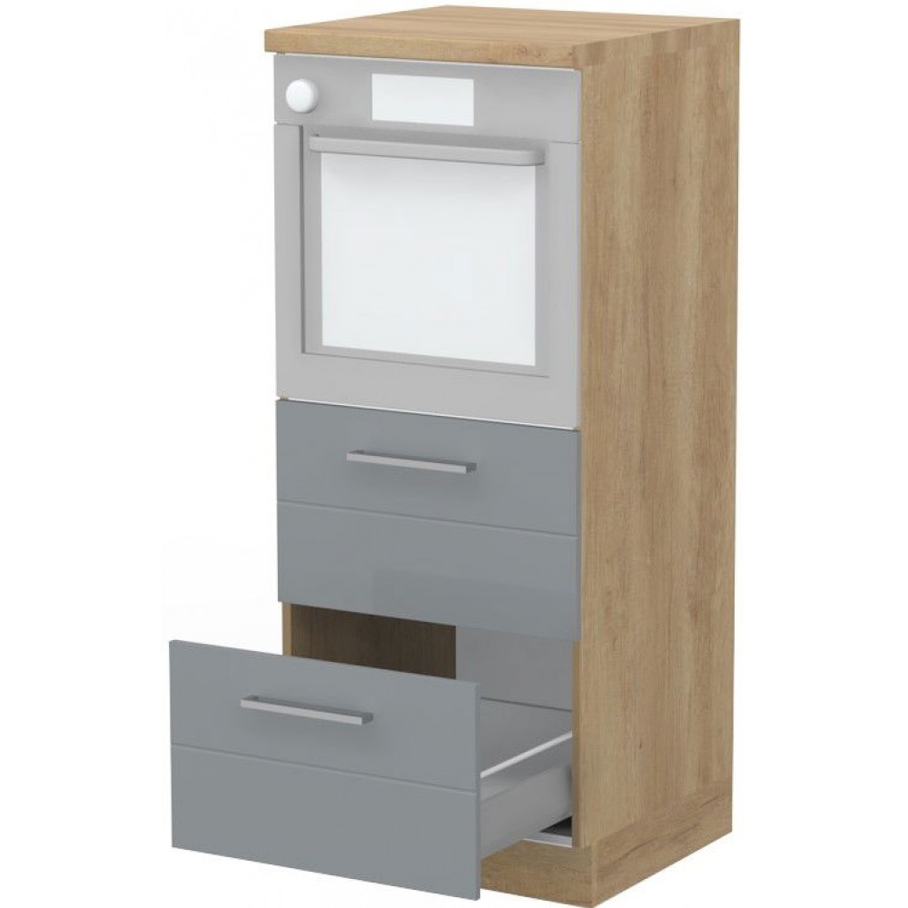 Επιδαπέδιο ντουλάπι φούρνου ψηλό Hudson K14-60-2MB-Δρυς - Γκρι