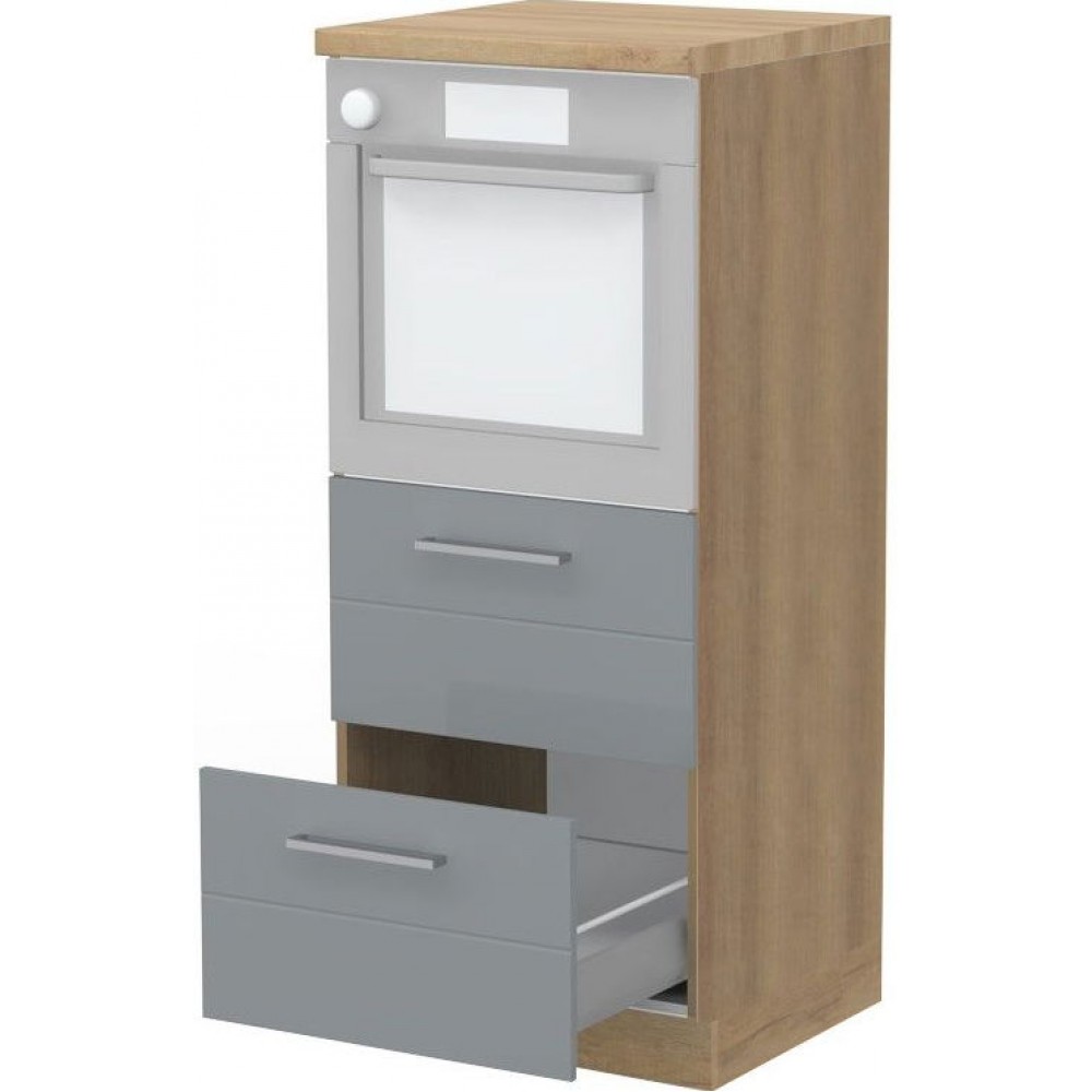 Επιδαπέδιο ντουλάπι φούρνου ψηλό Hudson K14-60-2MB-Καρυδί - Γκρι