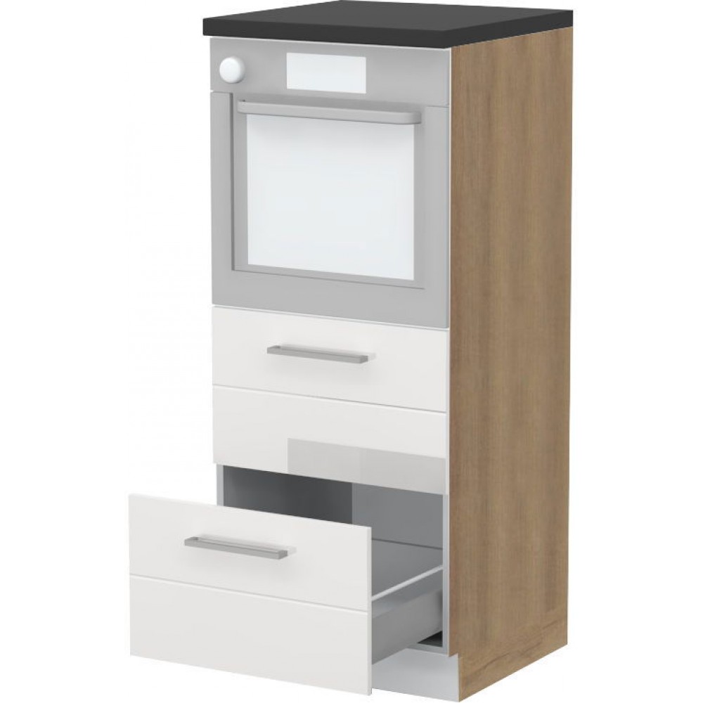 Επιδαπέδιο ντουλάπι φούρνου ψηλό Hudson K14-60-2MB-Καρυδί - Λευκό