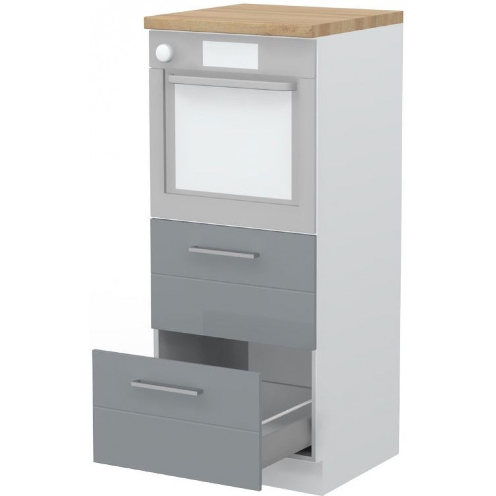 Επιδαπέδιο ντουλάπι φούρνου ψηλό Hudson K14-60-2MB-Λευκό - Γκρι