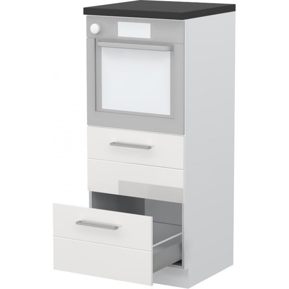 Επιδαπέδιο ντουλάπι φούρνου ψηλό Hudson K14-60-2MB-Λευκό - Λευκό γυαλιστερό