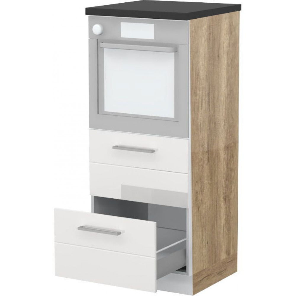 Επιδαπέδιο ντουλάπι φούρνου ψηλό Hudson K14-60-2MB-Φυσικό - Λευκό