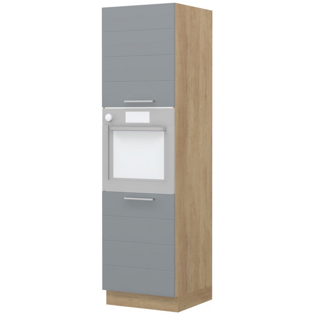 Επιδαπέδιο ντουλάπι φούρνου ψηλό Hudson K21-60-2KR-Δρυς - Γκρι