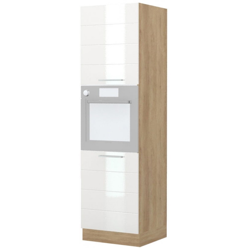 Επιδαπέδιο ντουλάπι φούρνου ψηλό Hudson K21-60-2KR-Δρυς - Λευκό