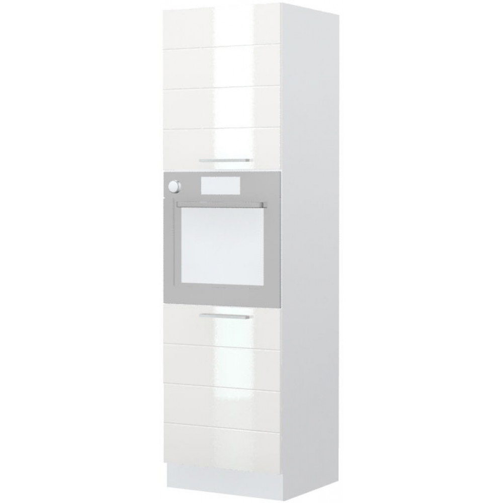 Επιδαπέδιο ντουλάπι φούρνου ψηλό Hudson K21-60-2KR-Λευκό - Λευκό γυαλιστερό