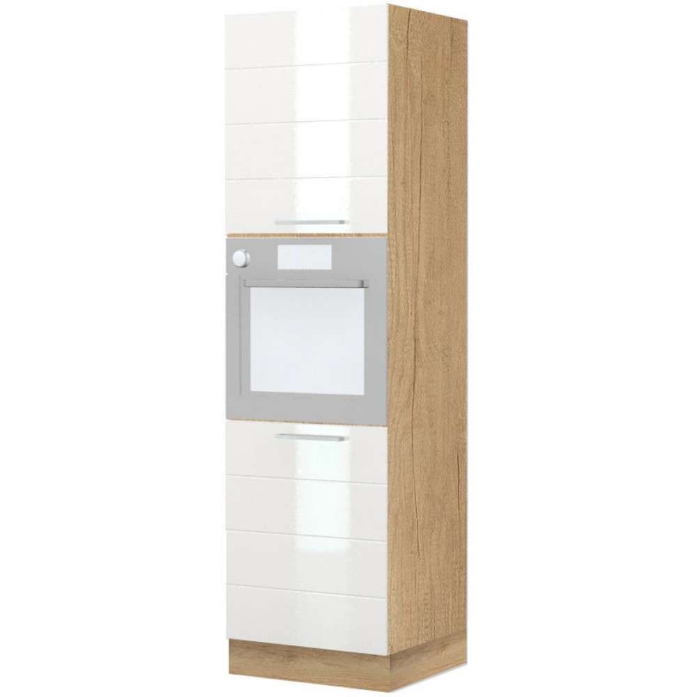 Επιδαπέδιο ντουλάπι φούρνου ψηλό Hudson K21-60-2KR-Φυσικό - Λευκό