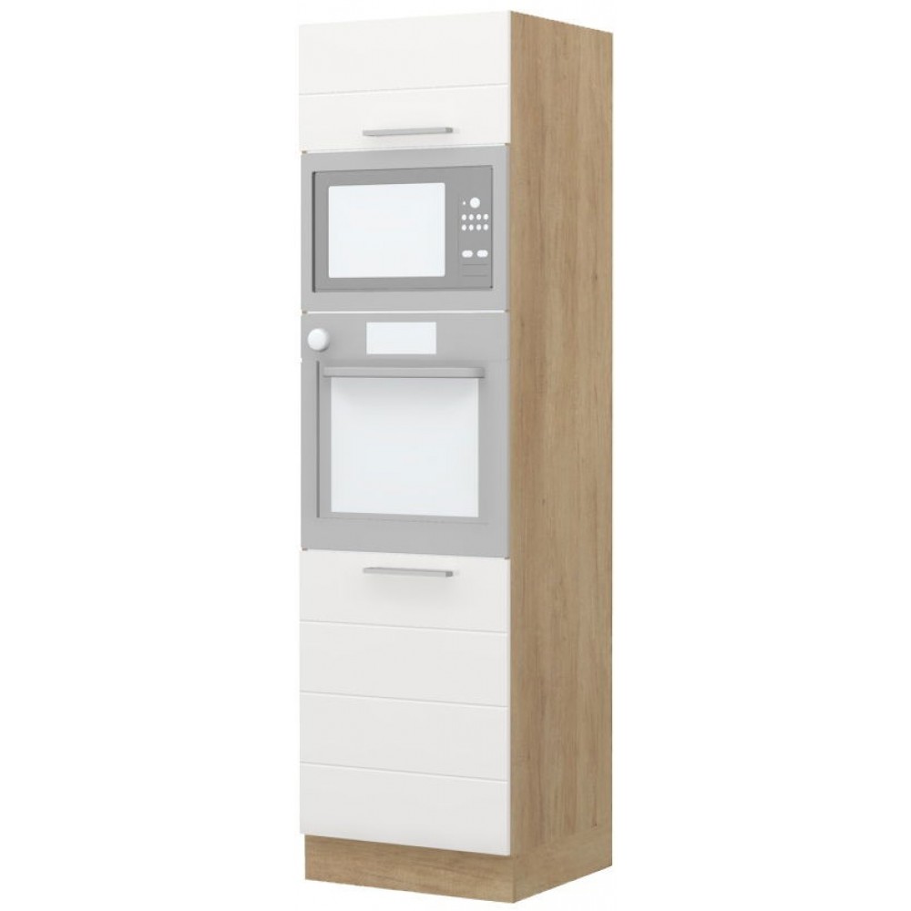 Επιδαπέδιο ντουλάπι φούρνου ψηλό Hudson K21-60-RM-Δρυς - Λευκό