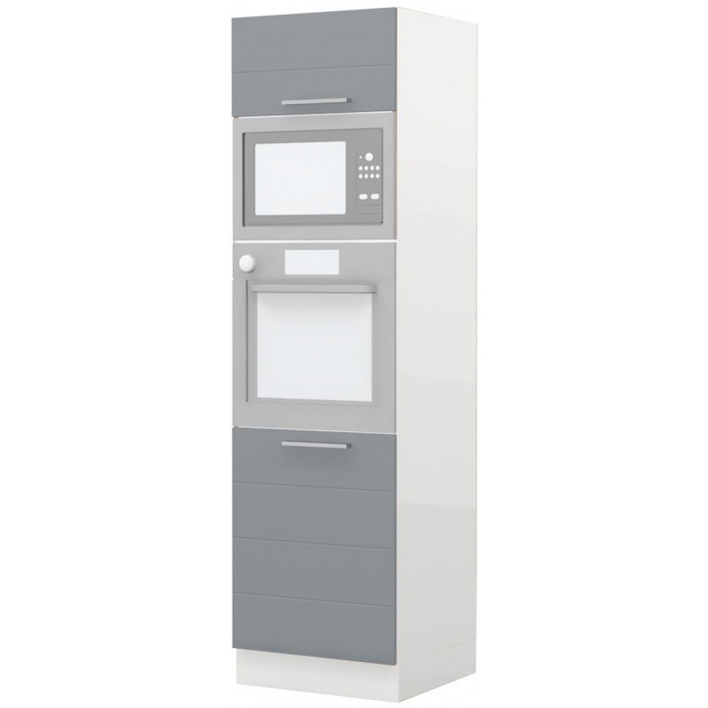 Επιδαπέδιο ντουλάπι φούρνου ψηλό Hudson K21-60-RM-Λευκό γυαλιστερό - Γκρι