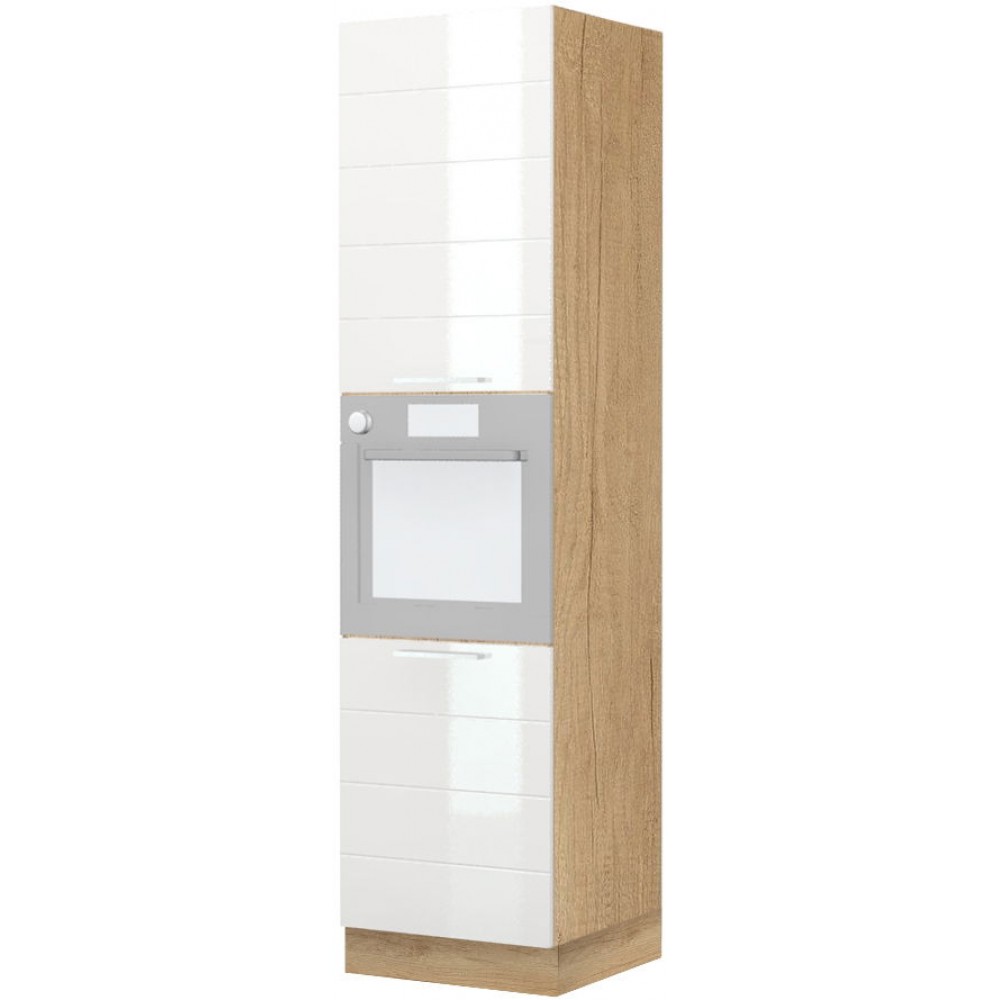 Επιδαπέδιο ντουλάπι φούρνου ψηλό Hudson K23-60-2KR-Φυσικό - Λευκό