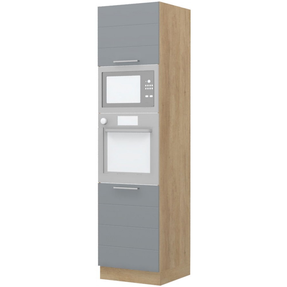 Επιδαπέδιο ντουλάπι φούρνου ψηλό Hudson K23-60-2RM-Δρυς - Γκρι