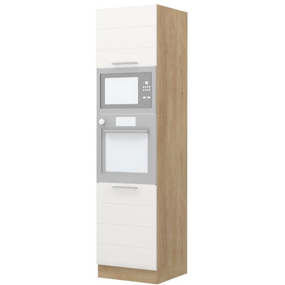 Επιδαπέδιο ντουλάπι φούρνου ψηλό Hudson K23-60-2RM-Δρυς - Λευκό