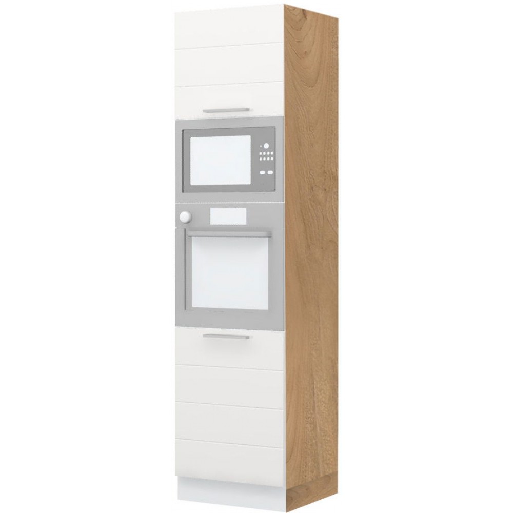 Επιδαπέδιο ντουλάπι φούρνου ψηλό Hudson K23-60-2RM-Καρυδί - Λευκό