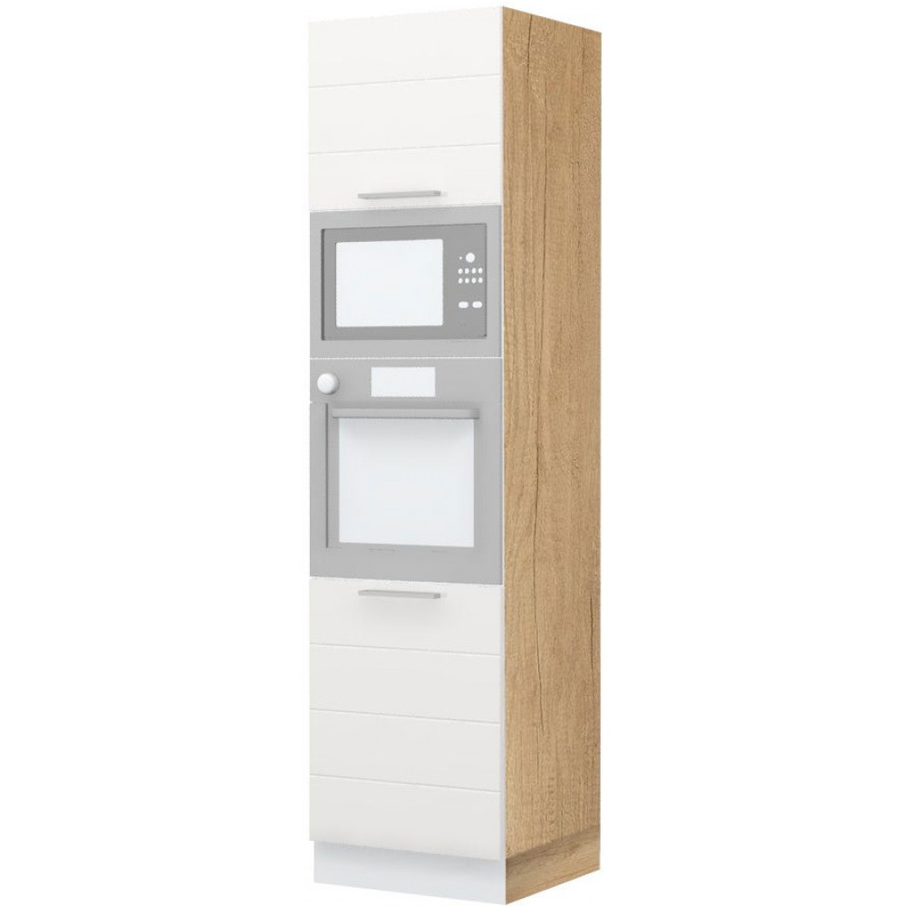 Επιδαπέδιο ντουλάπι φούρνου ψηλό Hudson K23-60-2RM-Φυσικό - Λευκό
