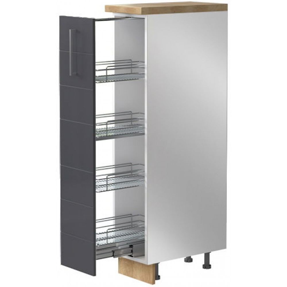 Επιδαπέδιο ντουλάπι ψηλό Hudson K14-30-1KZ-Λευκό γυαλιστερό - Γκρι