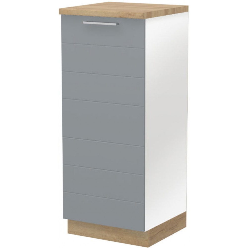 Επιδαπέδιο ντουλάπι ψηλό Hudson K14-60-1KF-Λευκό γυαλιστερό - Γκρι