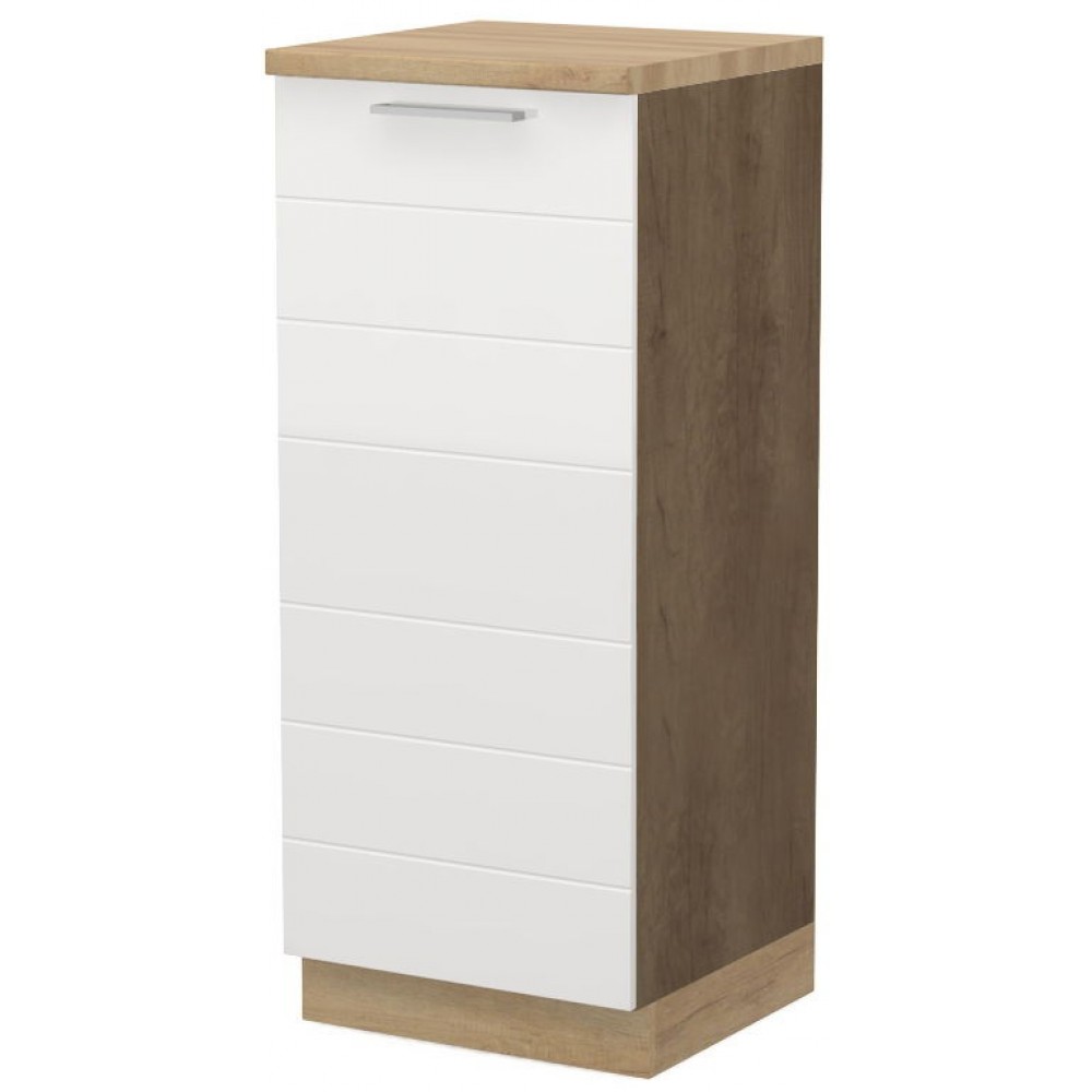 Επιδαπέδιο ντουλάπι ψηλό Hudson K14-60-1KF-Φυσικό σκούρο - Λευκό