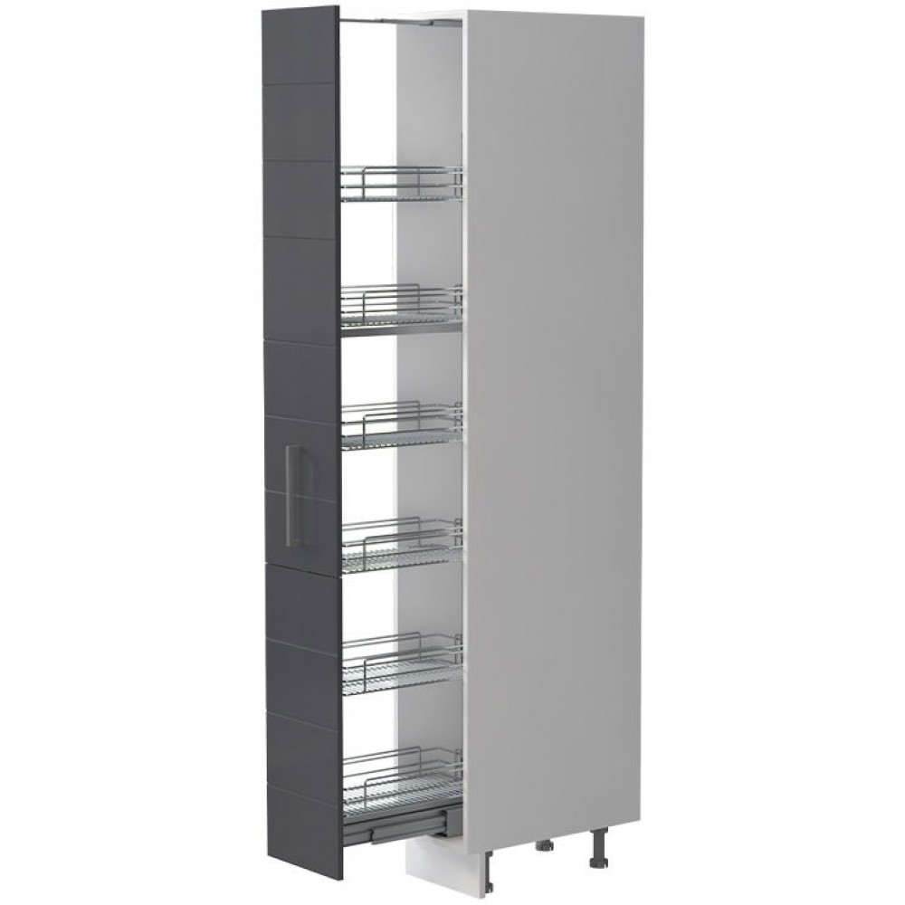 Επιδαπέδιο ντουλάπι ψηλό Hudson K21-30-1KZ-Λευκό γυαλιστερό - Γκρι