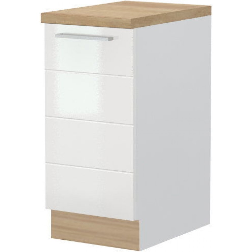 Επιδαπέδιο ντουλάπι Hudson R-40-1K-Λευκό - Λευκό γυαλιστερό