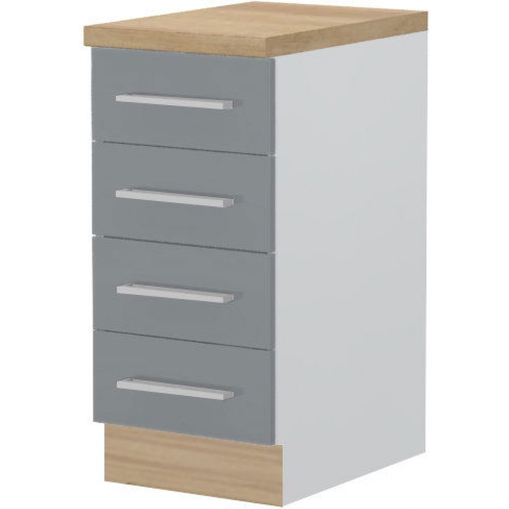 Επιδαπέδιο ντουλάπι Hudson R-40-4F-Λευκό - Γκρι