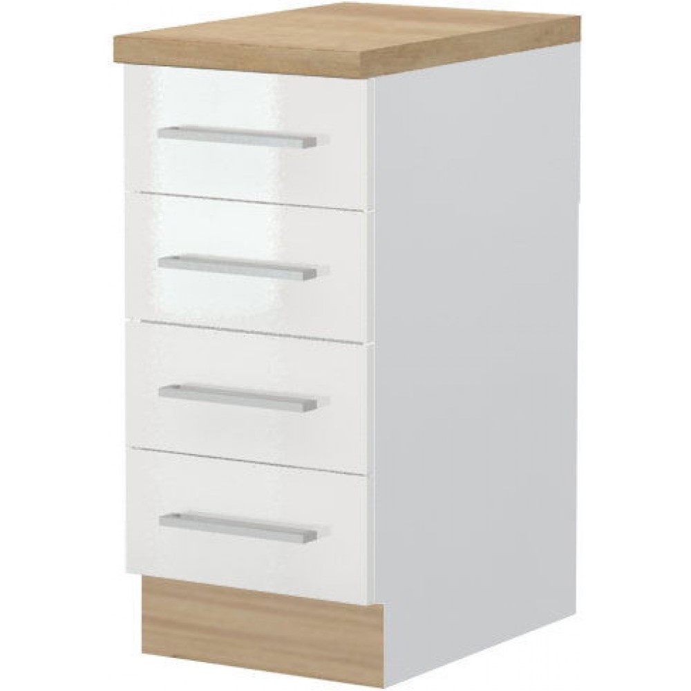 Επιδαπέδιο ντουλάπι Hudson R-40-4F-Λευκό - Λευκό γυαλιστερό