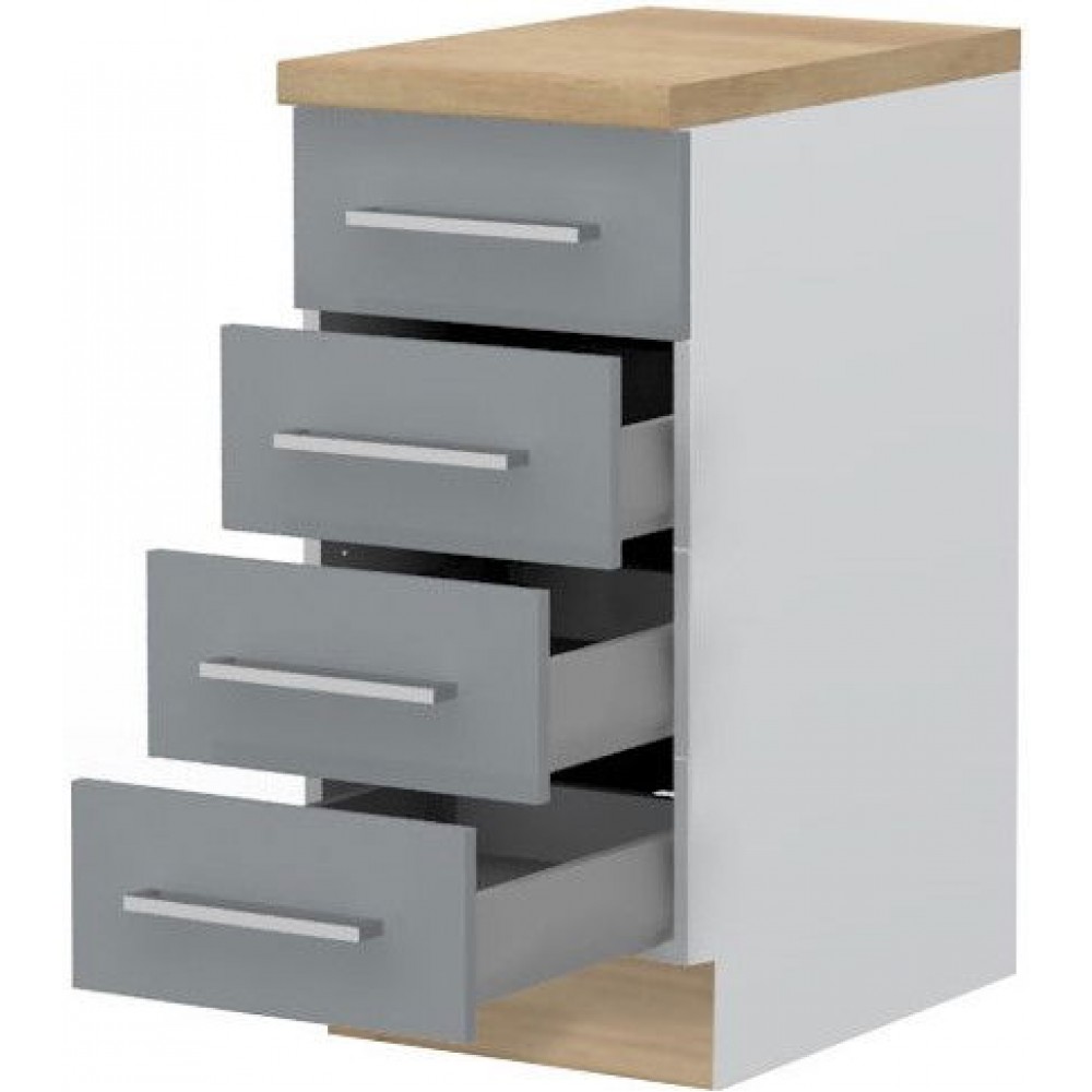 Επιδαπέδιο ντουλάπι Hudson R-40-4M BOX-Λευκό - Γκρι